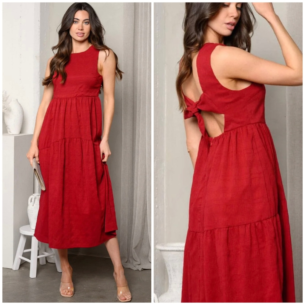 Jacquie The Label Dark Red Midi Dress - Picture 4 of 5